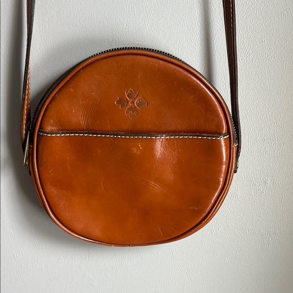 Patricia Nash Brown Round Leather Crossbody Bag